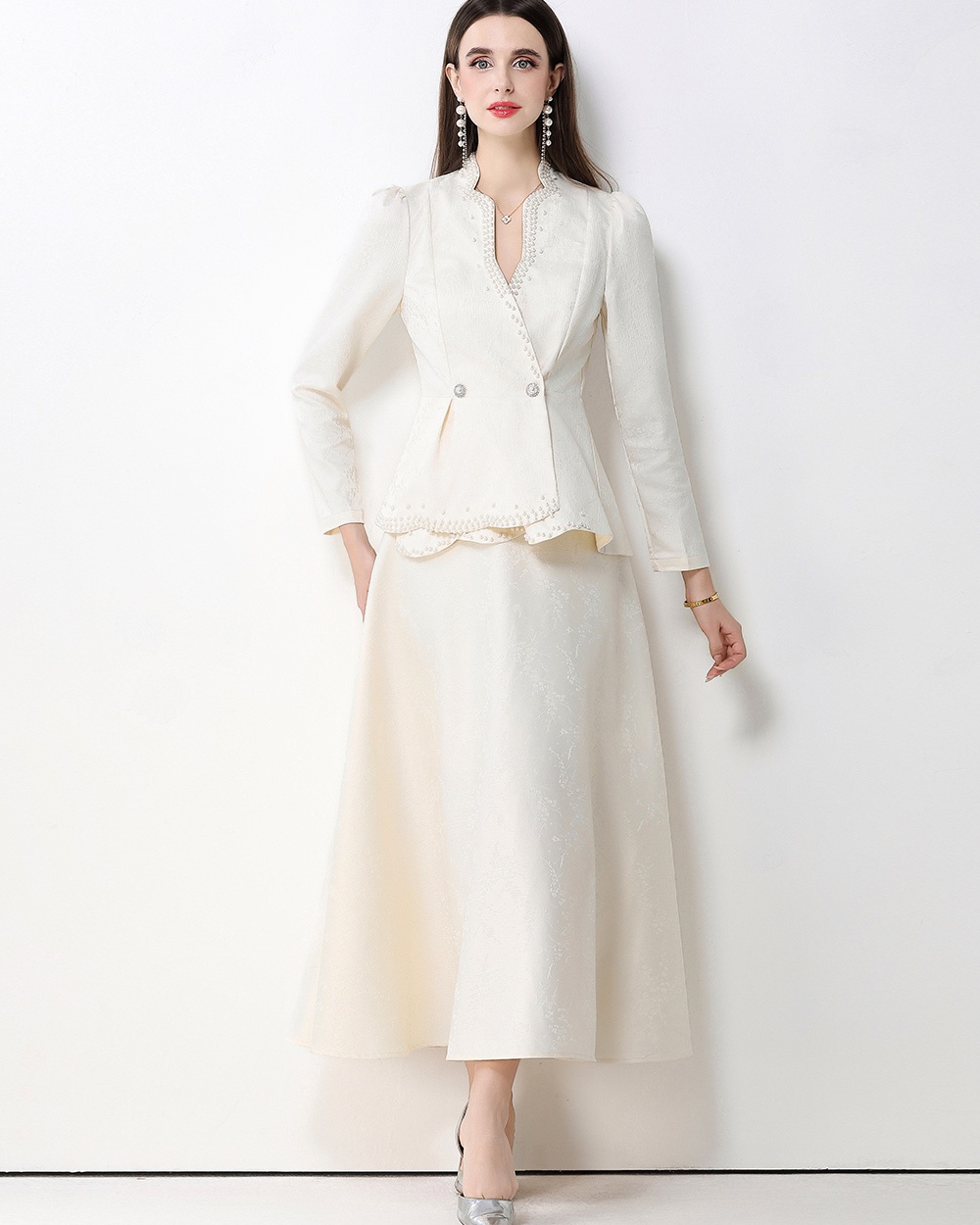 Commuting jacquard business suit slim jacket a set