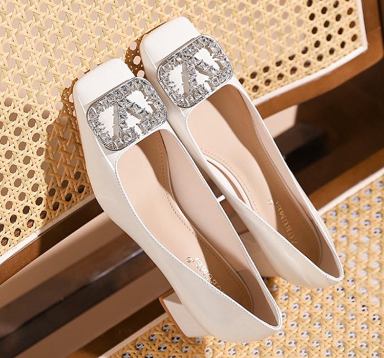 Square head thick shoes low high-heeled shoes for women