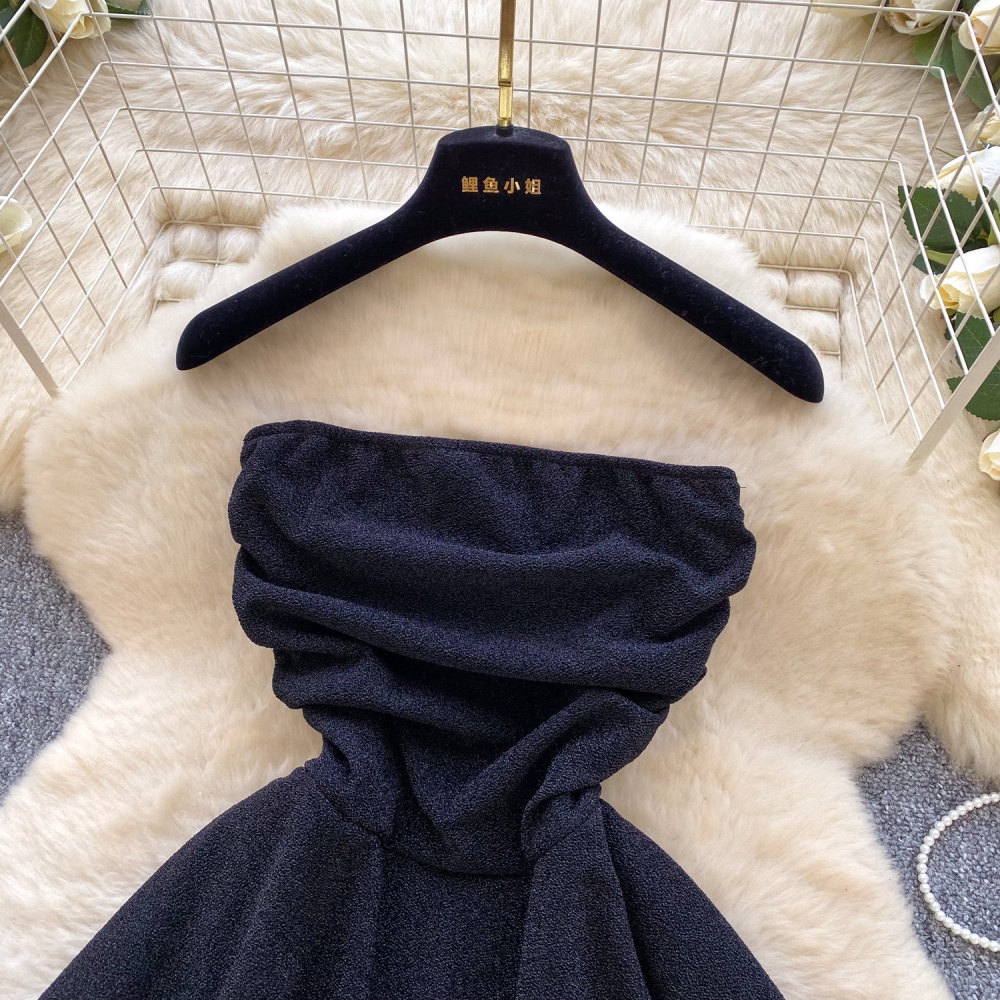 Slim fold dress high waist sleeveless T-back for women