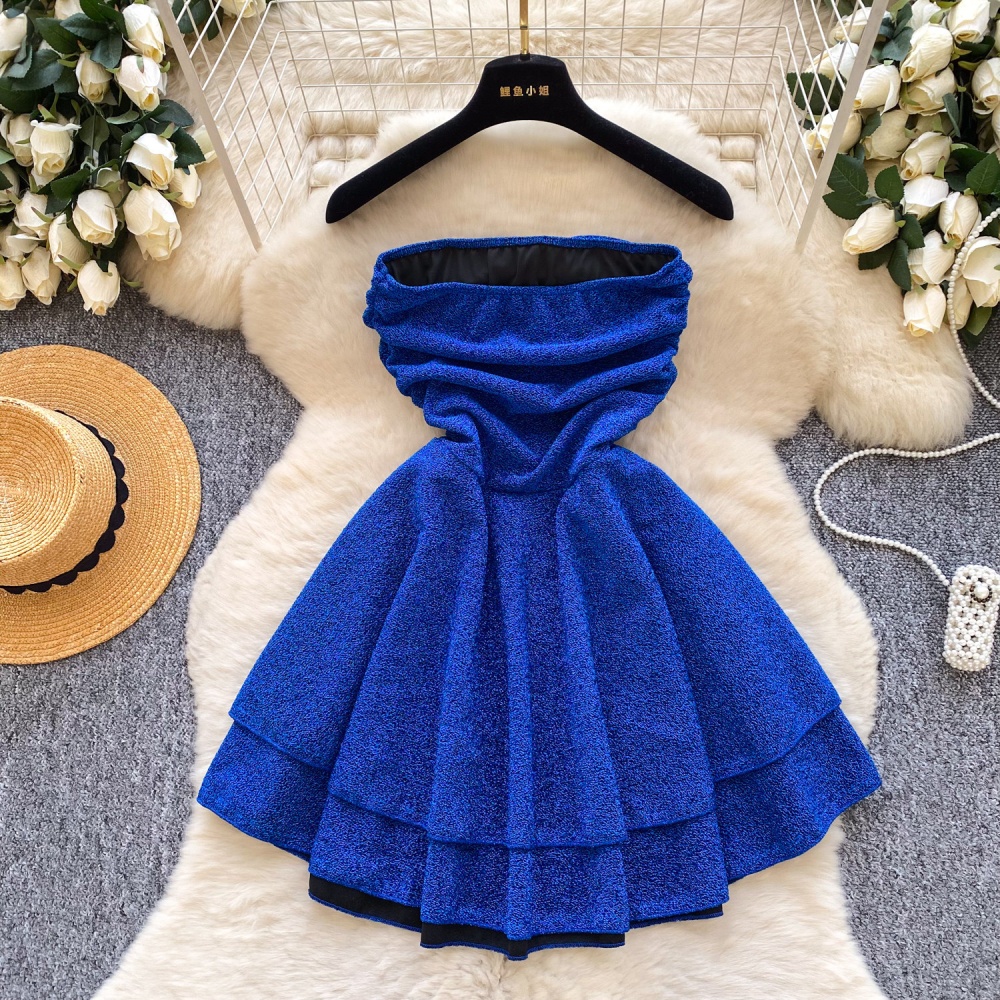 Slim fold dress high waist sleeveless T-back for women