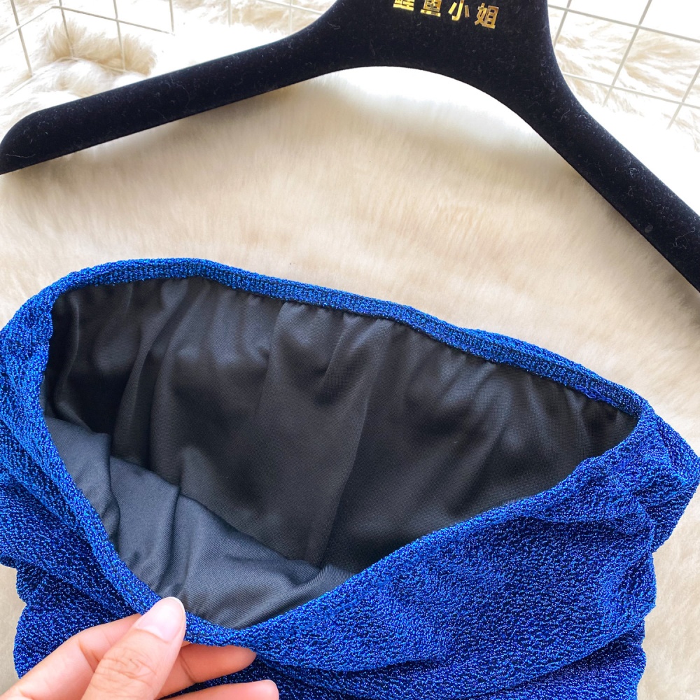 Slim fold dress high waist sleeveless T-back for women