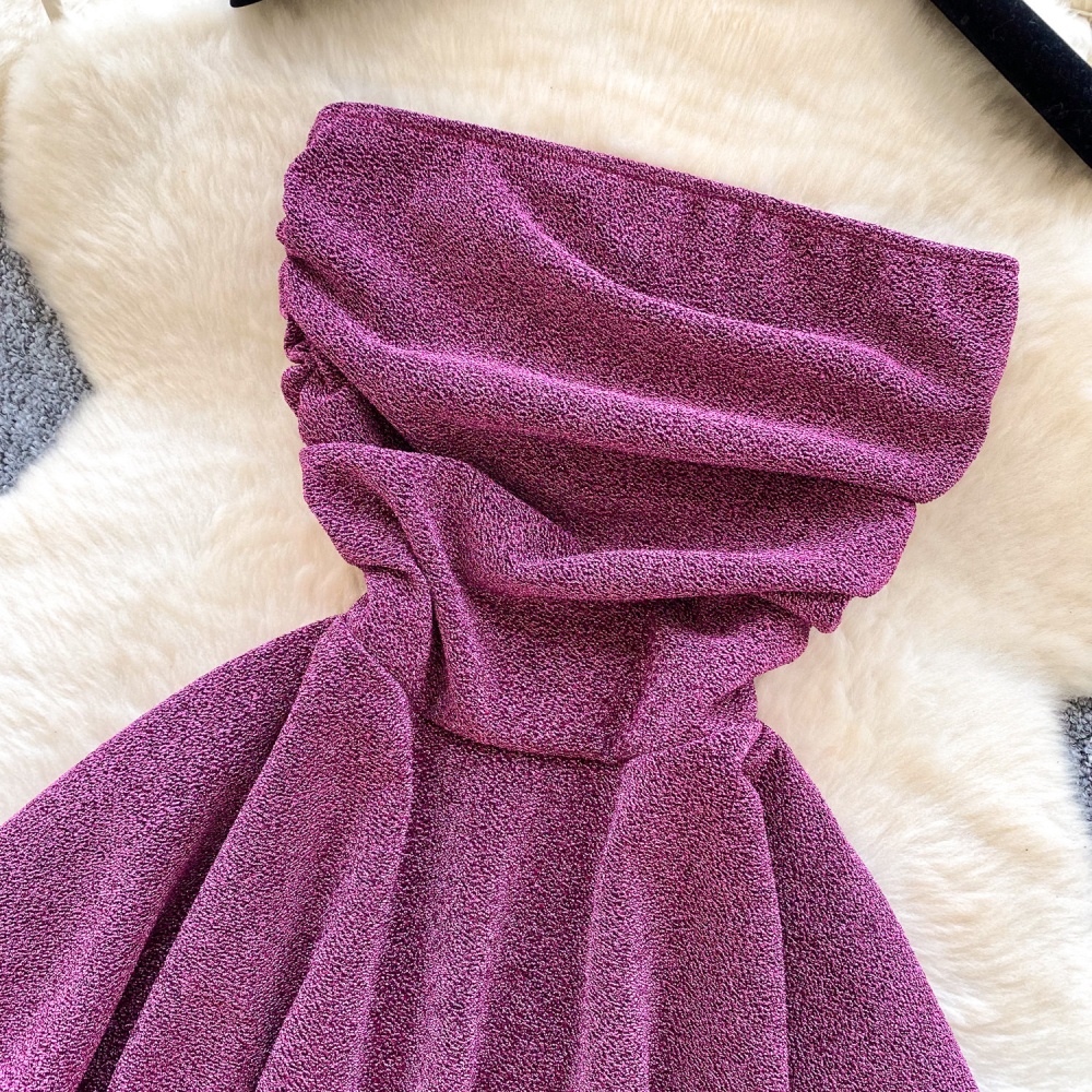 Slim fold dress high waist sleeveless T-back for women