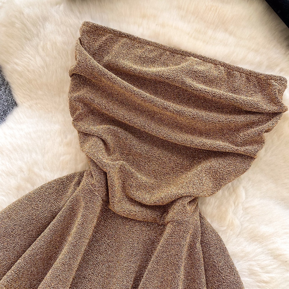 Slim fold dress high waist sleeveless T-back for women