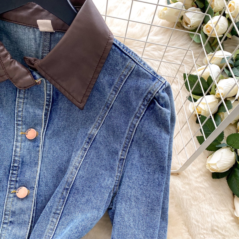 High waist single-breasted denim retro A-line dress