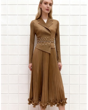 Beading slim business suit wood ear dress for women