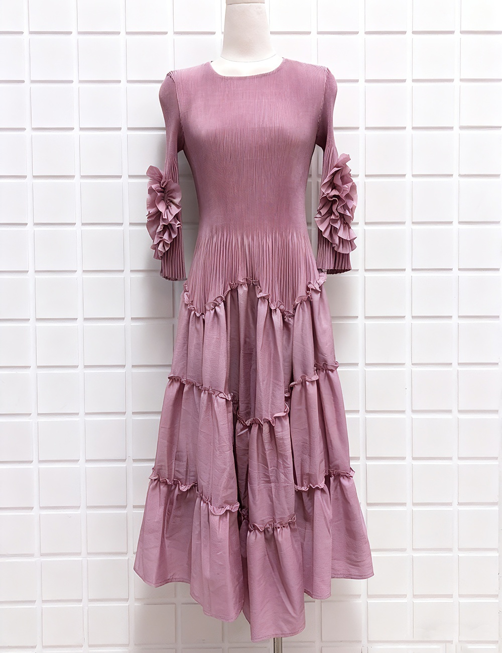 Splice disk flowers large yard slim loose dress for women