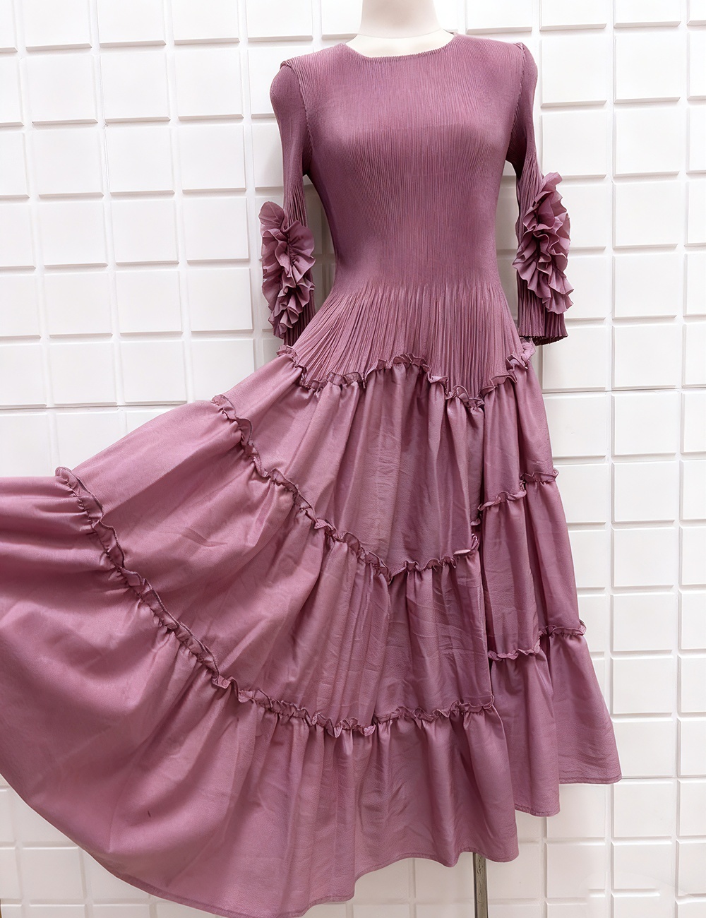 Splice disk flowers large yard slim loose dress for women