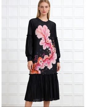 Lotus leaf edges European style large yard fold dress