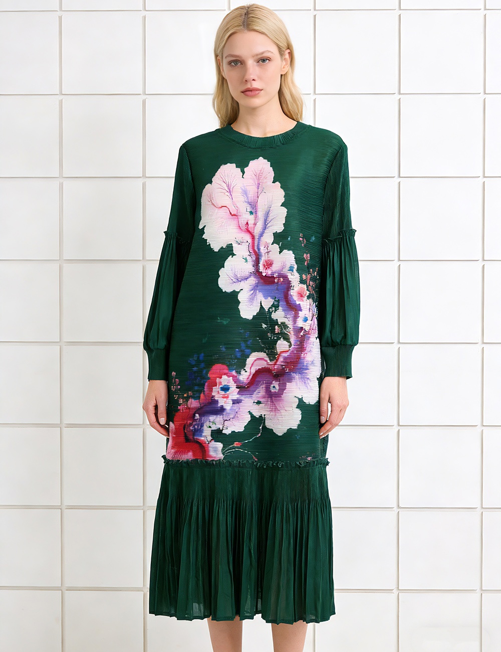 Lotus leaf edges European style large yard fold dress