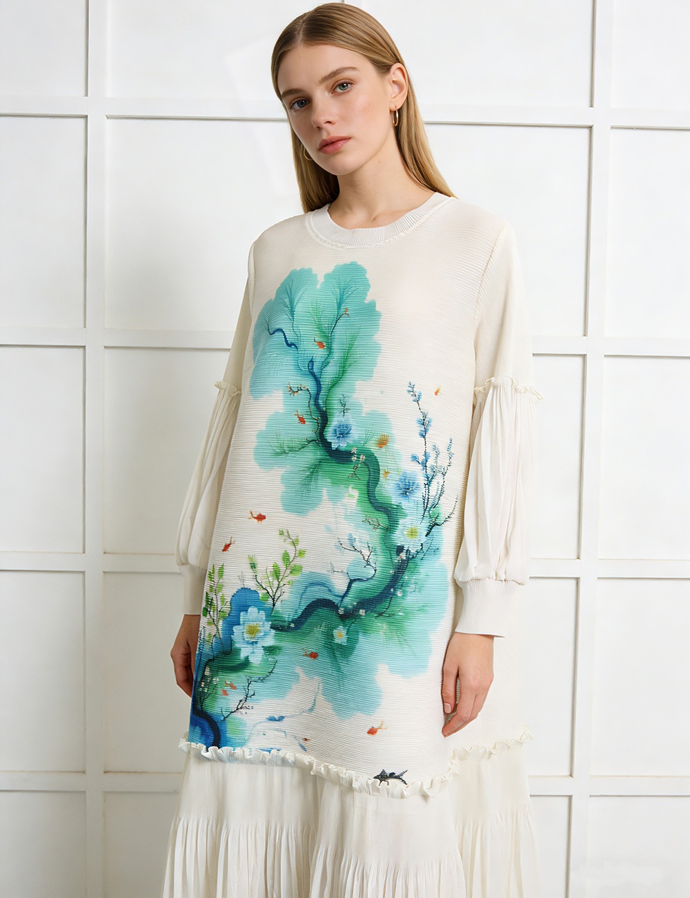 Lotus leaf edges European style large yard fold dress