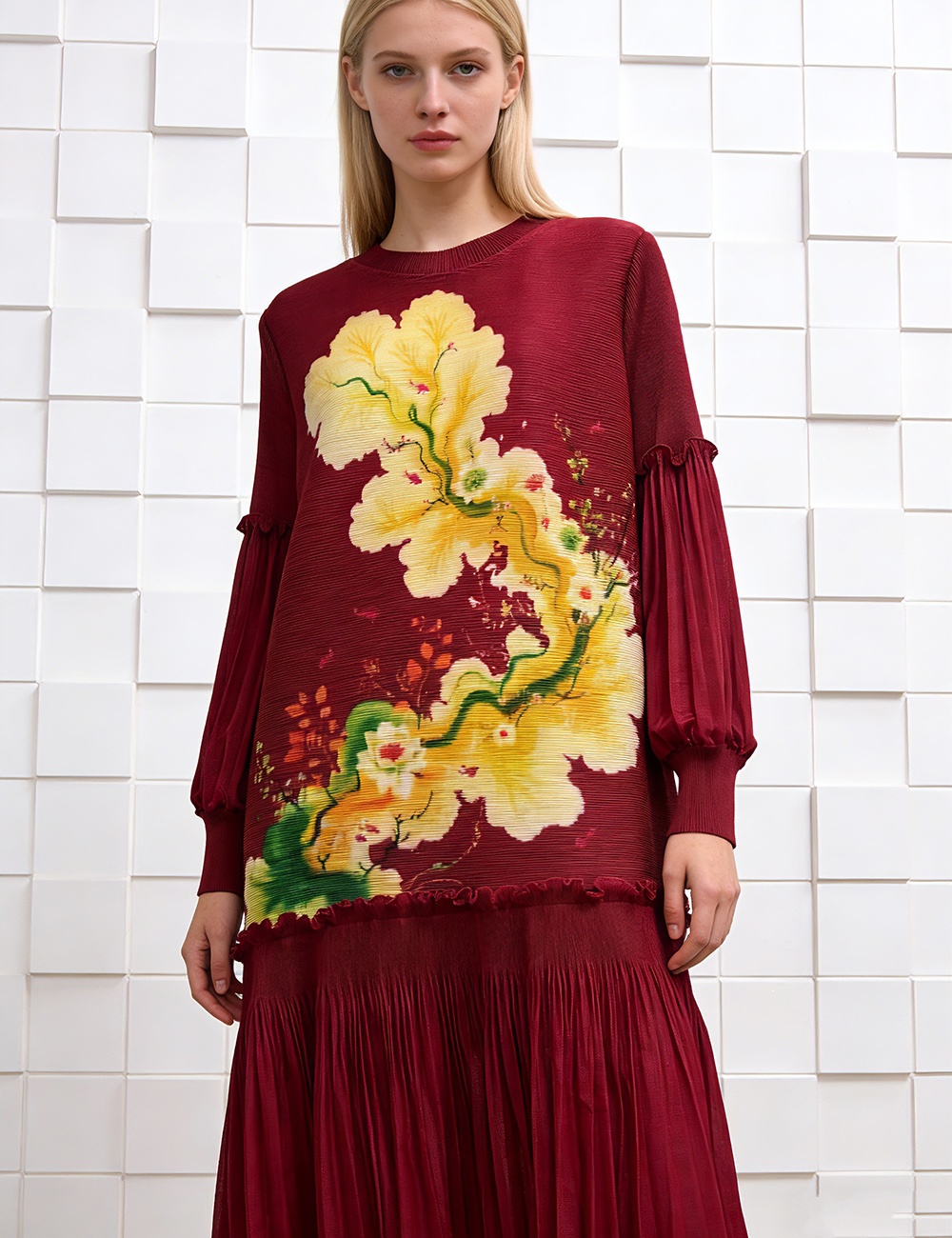 Lotus leaf edges European style large yard fold dress