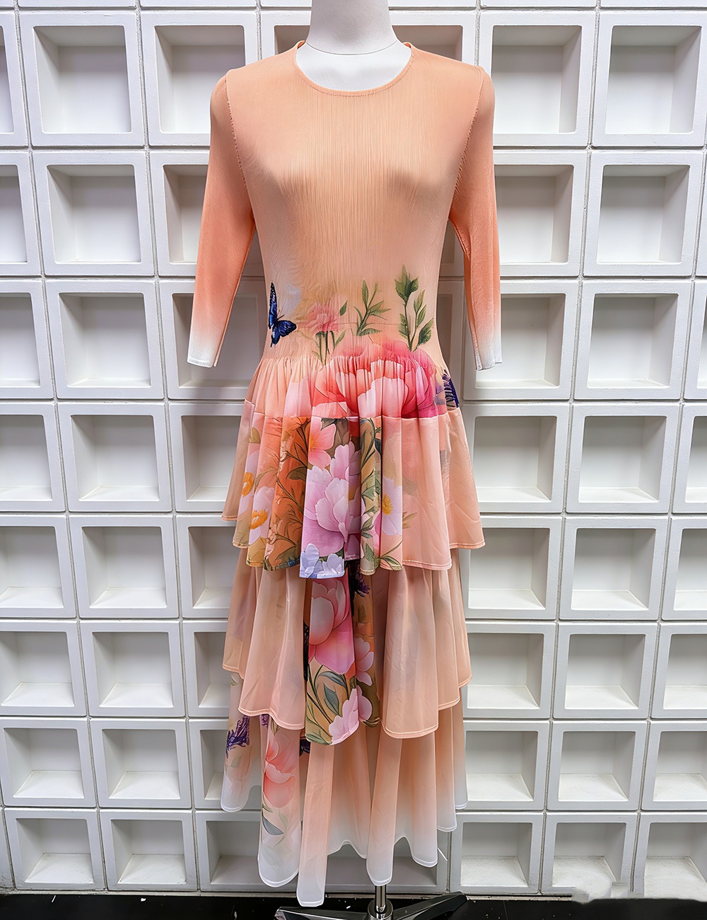 Lotus leaf edges seaside European style splice cake dress