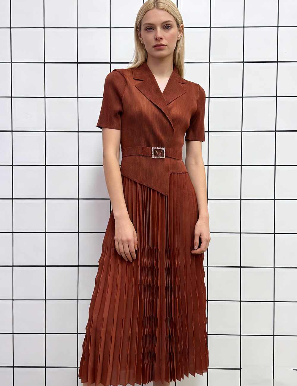 Loose pleated business suit temperament European style dress