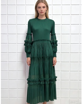 Cake splice beading wood ear lace banquet dress for women