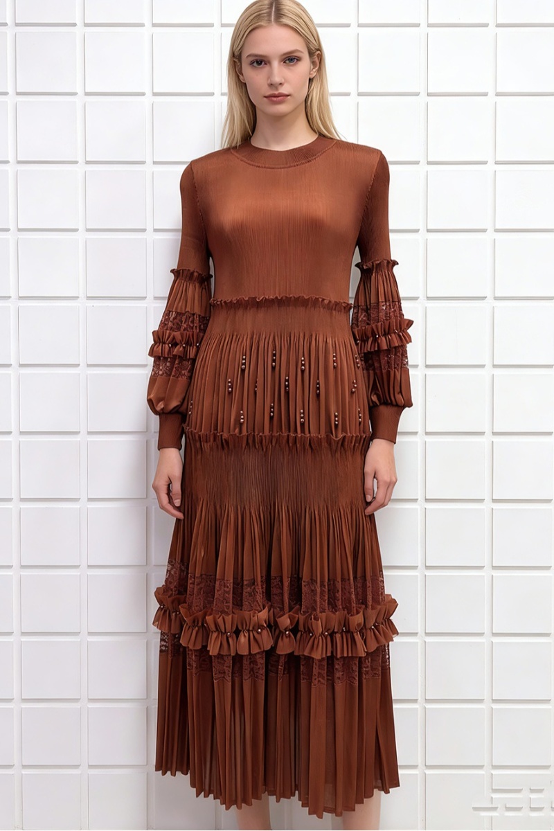 Cake splice beading wood ear lace banquet dress for women