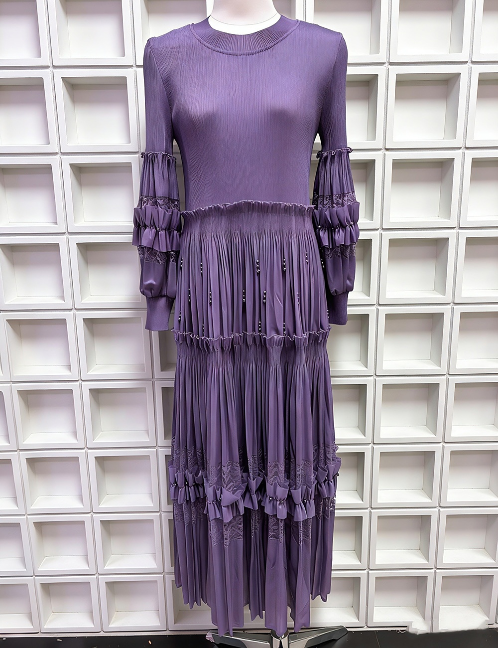 Cake splice beading wood ear lace banquet dress for women