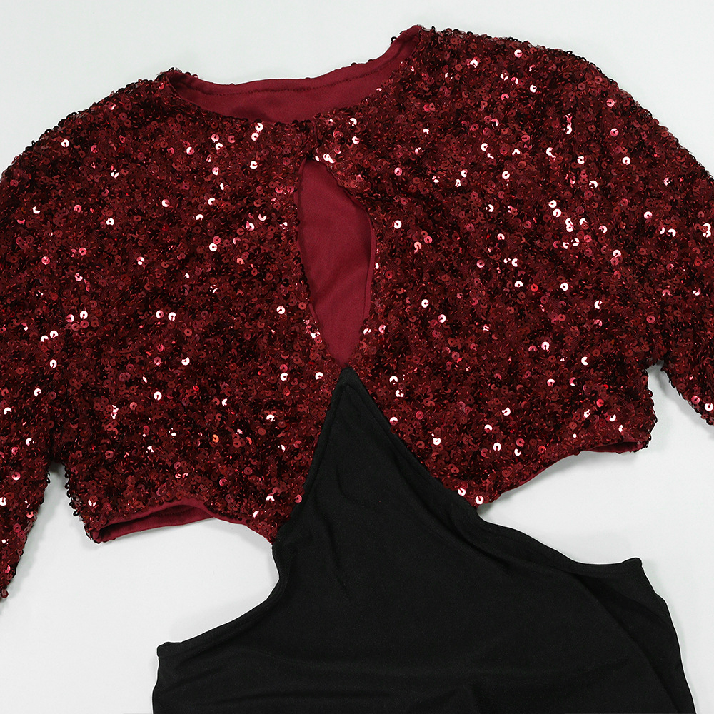 Package hip sexy sequins hollow dress for women