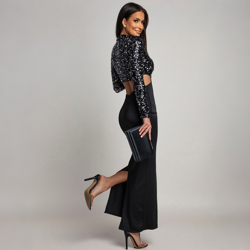 Package hip sexy sequins hollow dress for women