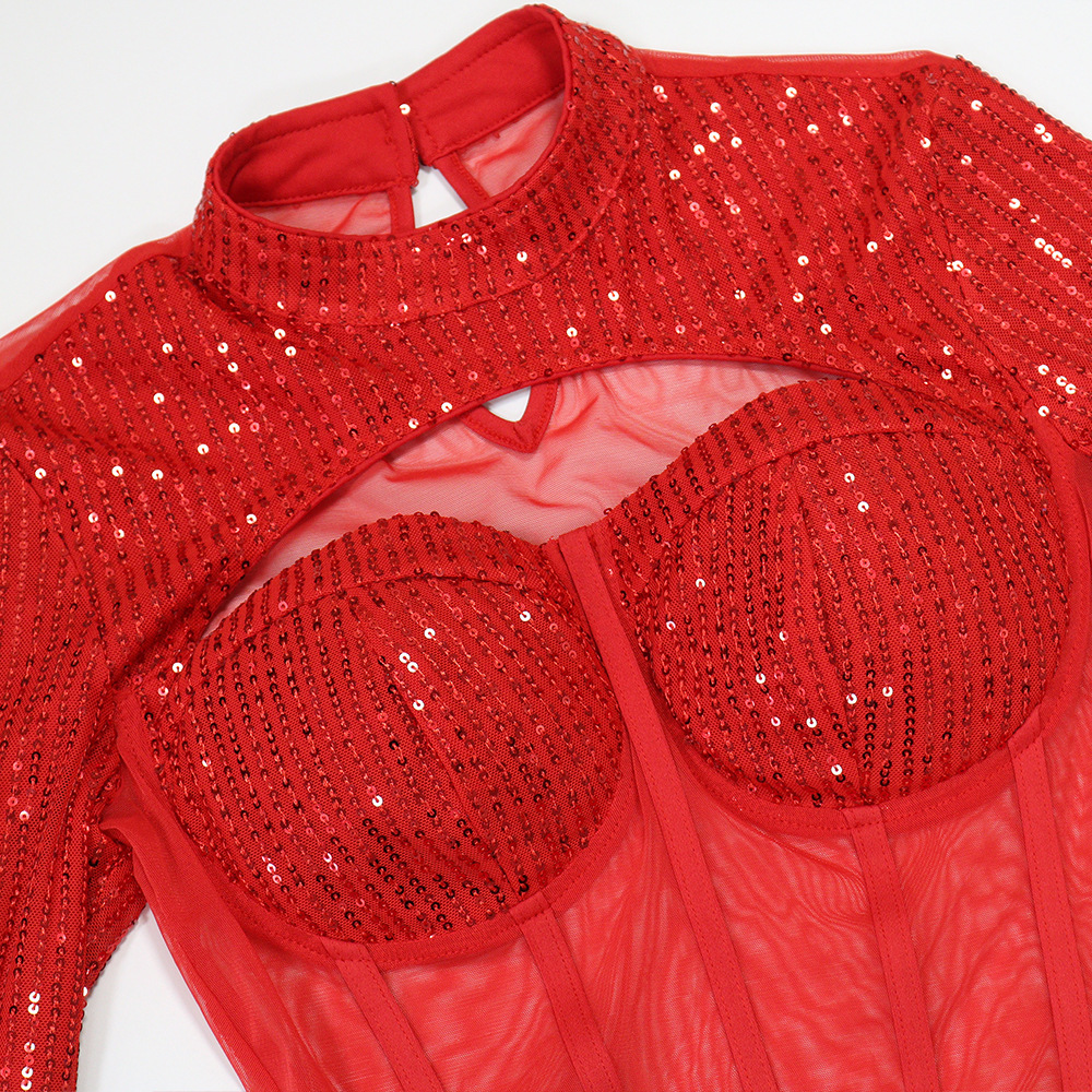 European style package hip T-back round neck dress for women