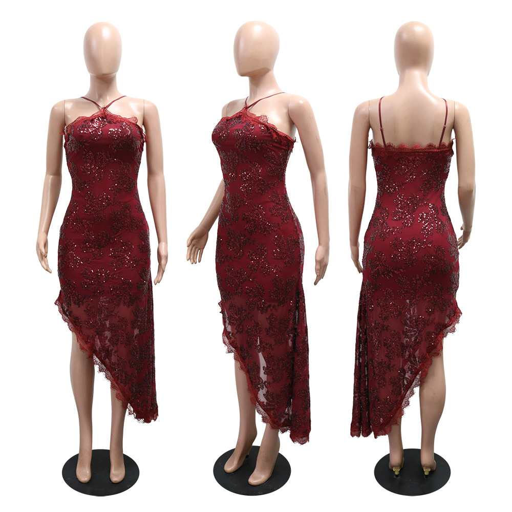 Sleeveless European style irregular dress for women