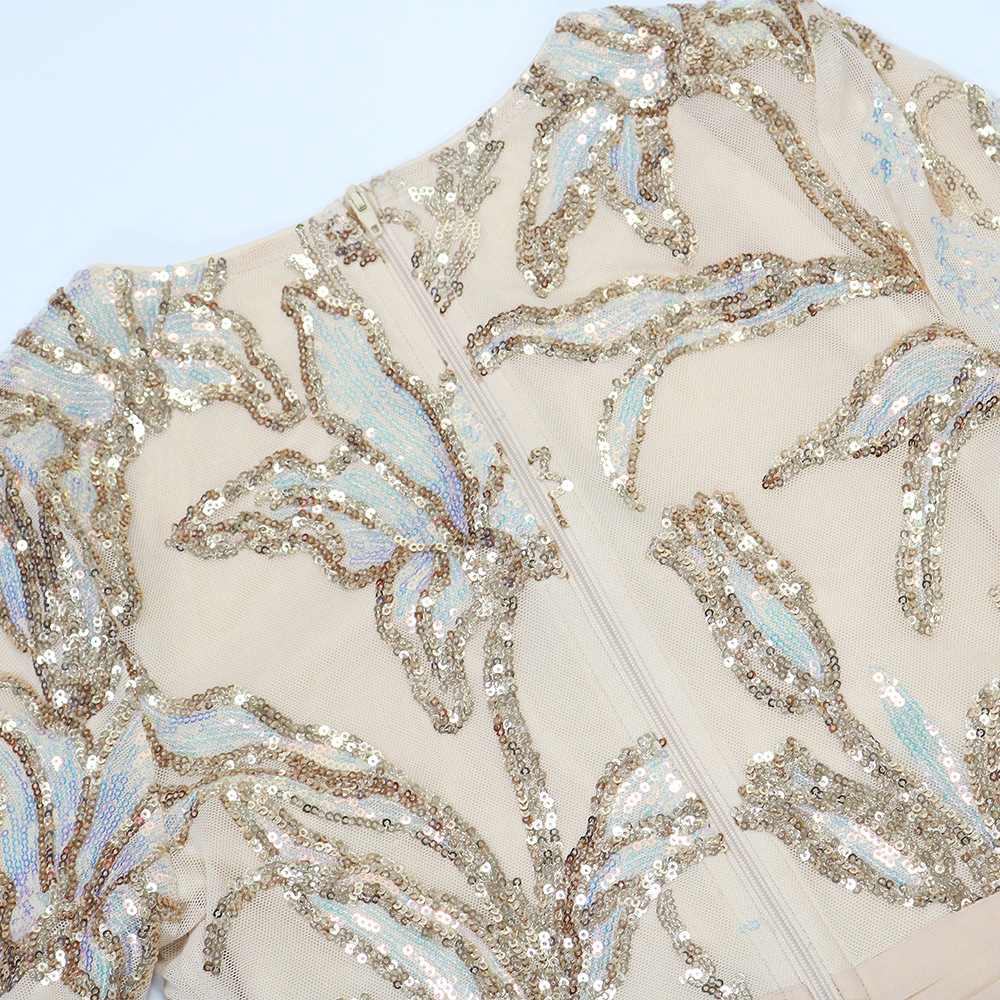 European style sequins long dress long sleeve dress