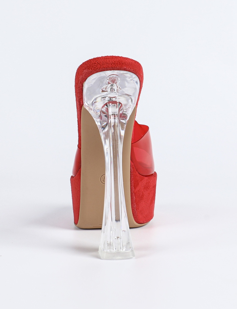 Crystal thick shoes square head catwalk slippers for women