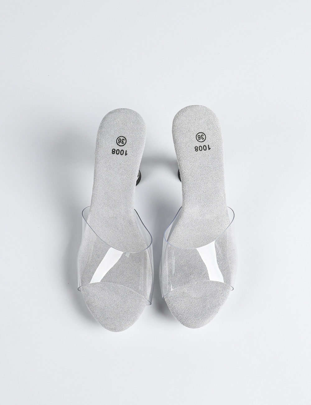 Elegant European style square head high-heeled slippers