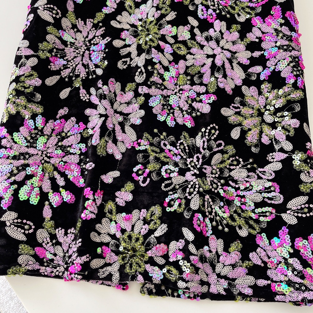 Printing slim skirt A-line commuting long dress for women