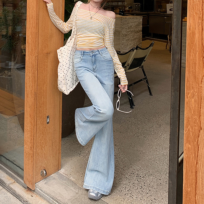 Spring speaker pants low-waist light-blue jeans for women