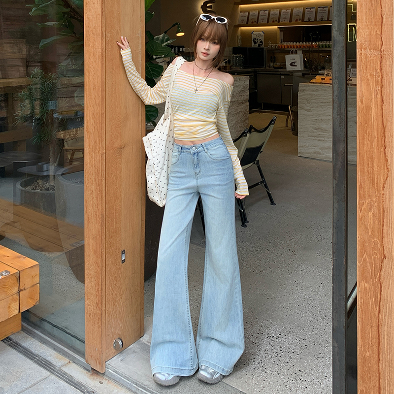 Spring speaker pants low-waist light-blue jeans for women