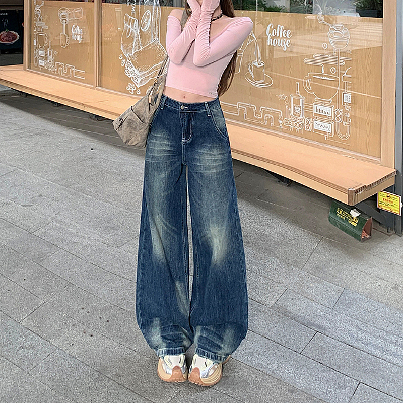 Wide leg spring wide leg pants loose jeans for women