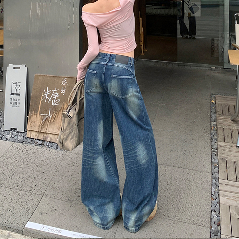 Wide leg spring wide leg pants loose jeans for women