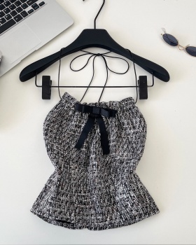 Chanelstyle niche halter vest slim bow tops for women