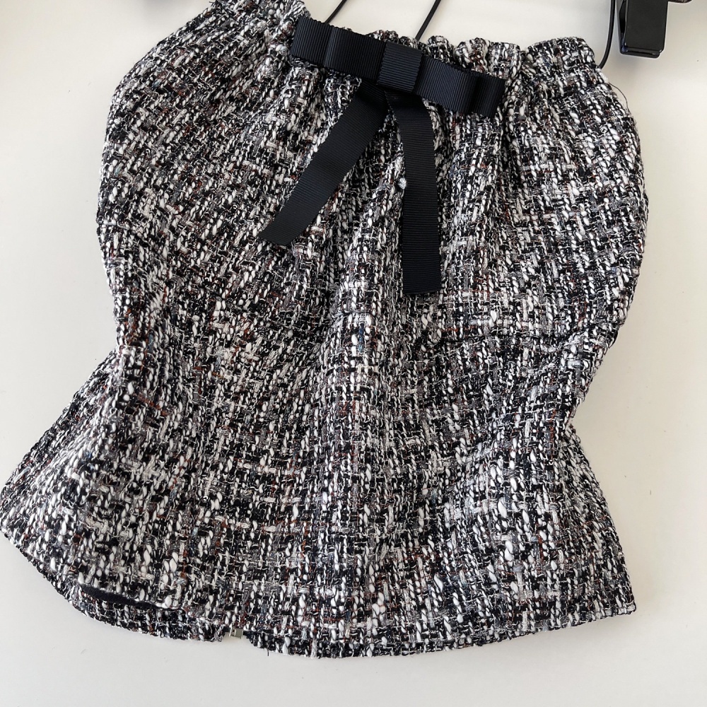 Chanelstyle niche halter vest slim bow tops for women