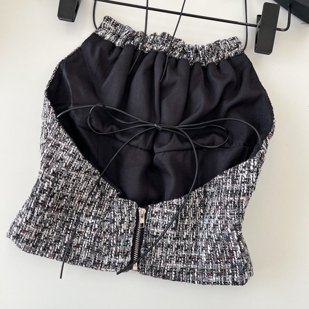 Chanelstyle niche halter vest slim bow tops for women