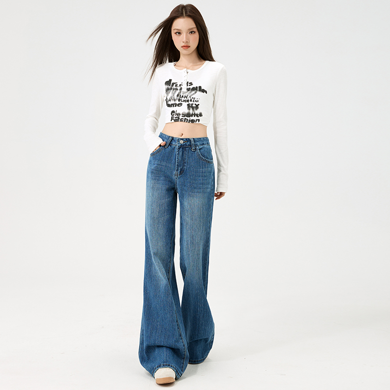 Retro lengthen jeans elasticity pants for women