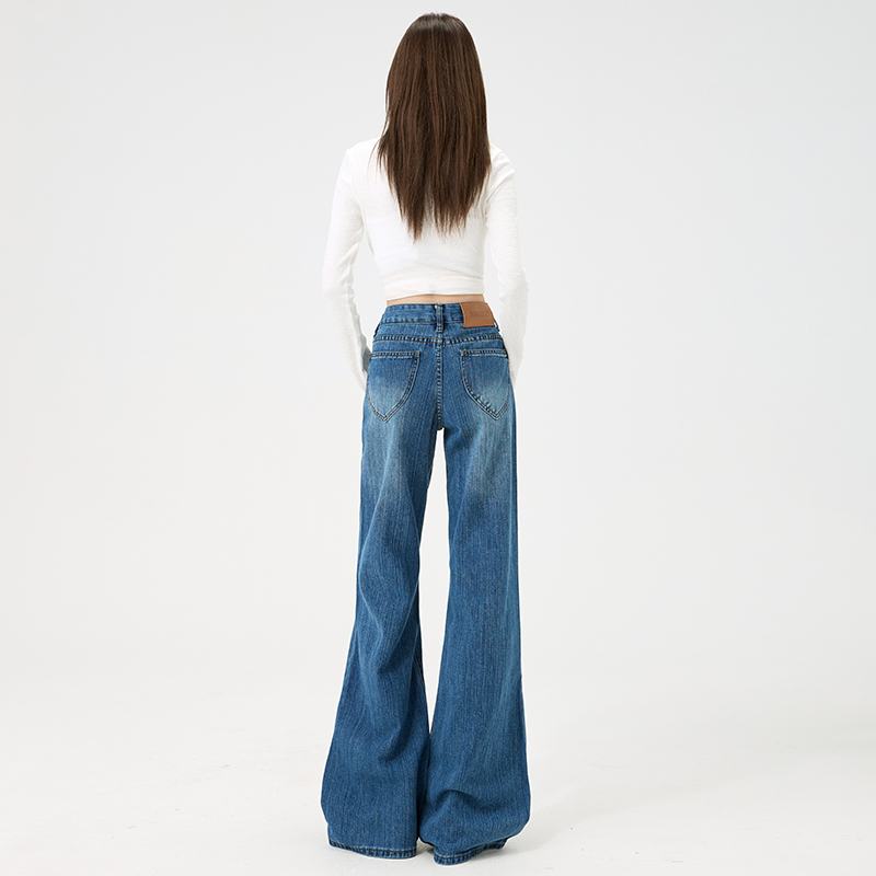 Retro lengthen jeans elasticity pants for women