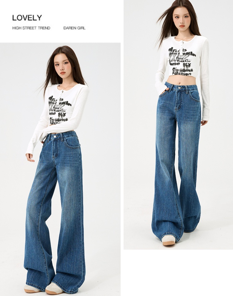 Retro lengthen jeans elasticity pants for women