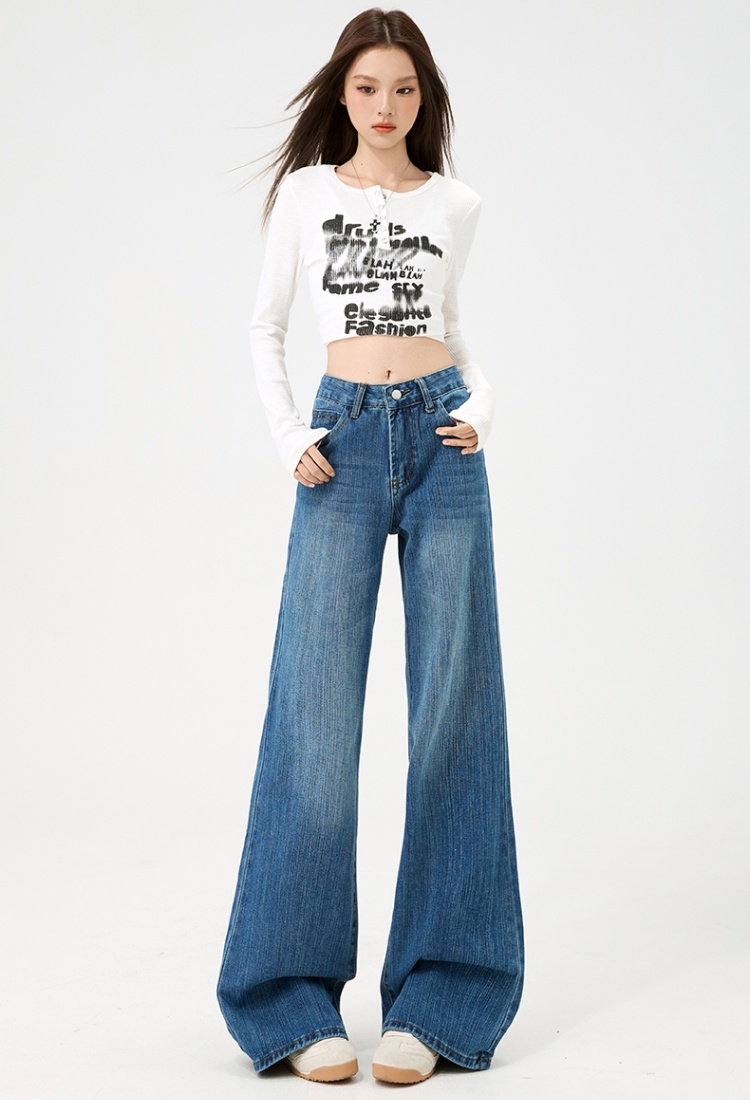 Retro lengthen jeans elasticity pants for women