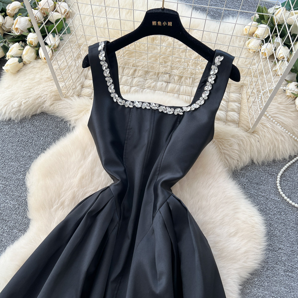 Rhinestone long dress sleeveless dress for women