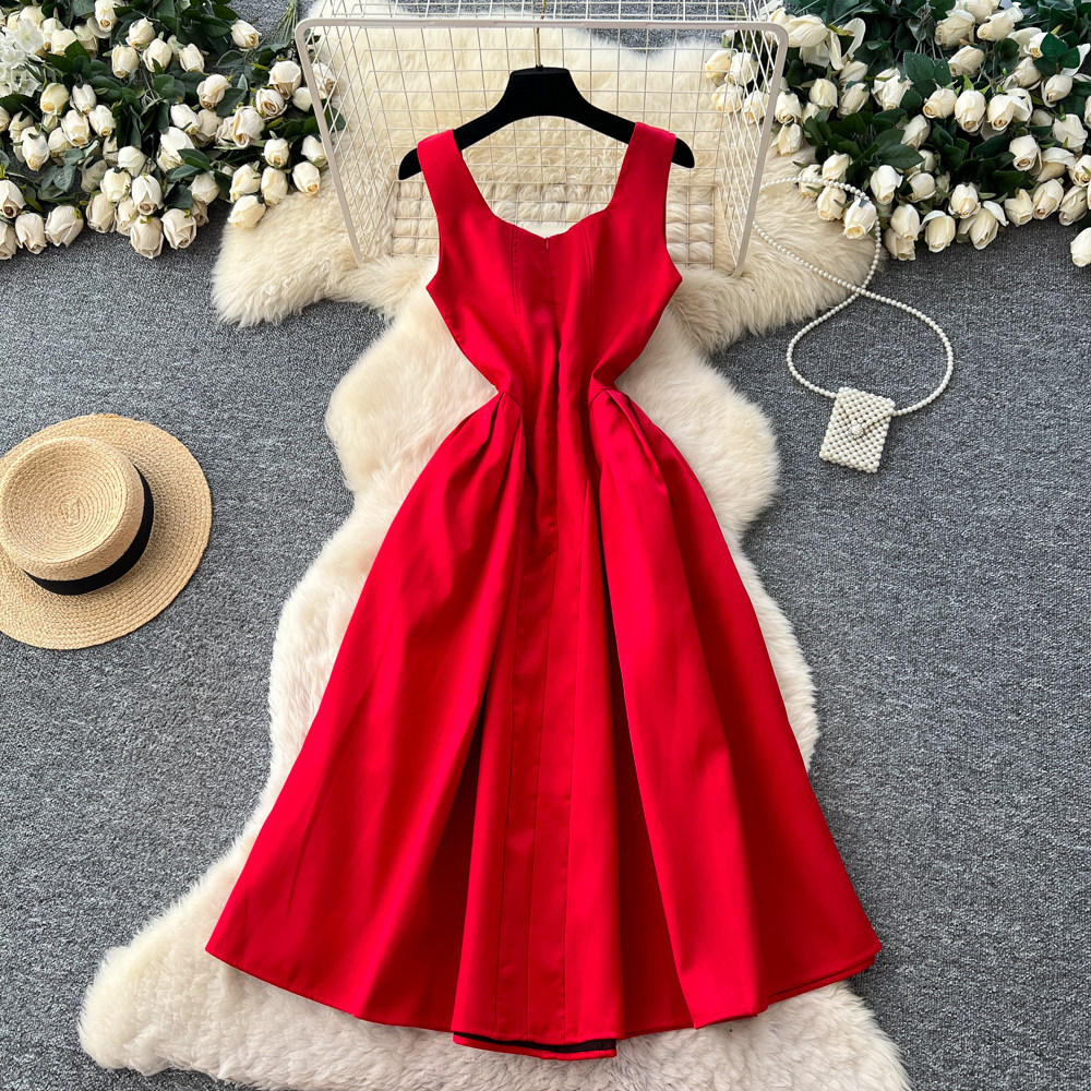 Rhinestone long dress sleeveless dress for women