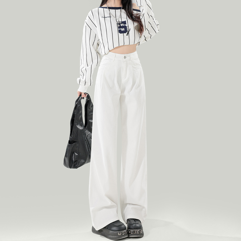 Straight spring and summer jeans wide leg long pants for women