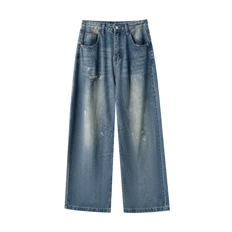 Spring retro long pants lengthen denim jeans