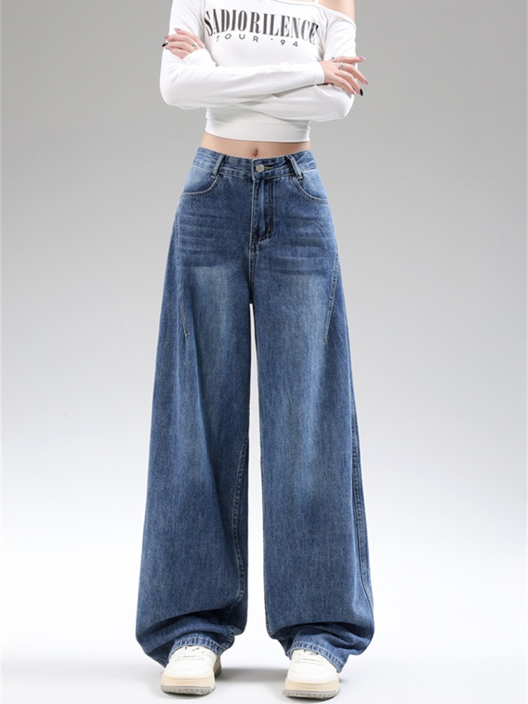 Light color autumn and winter wide leg jeans