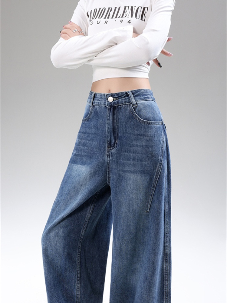 Light color autumn and winter wide leg jeans
