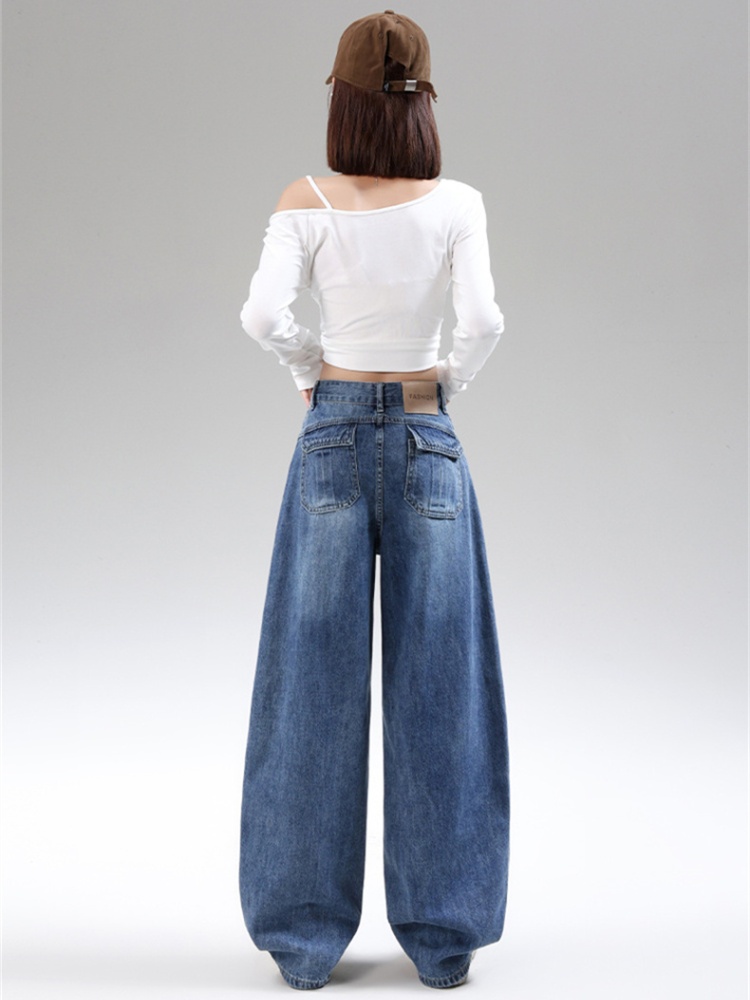 Light color autumn and winter wide leg jeans