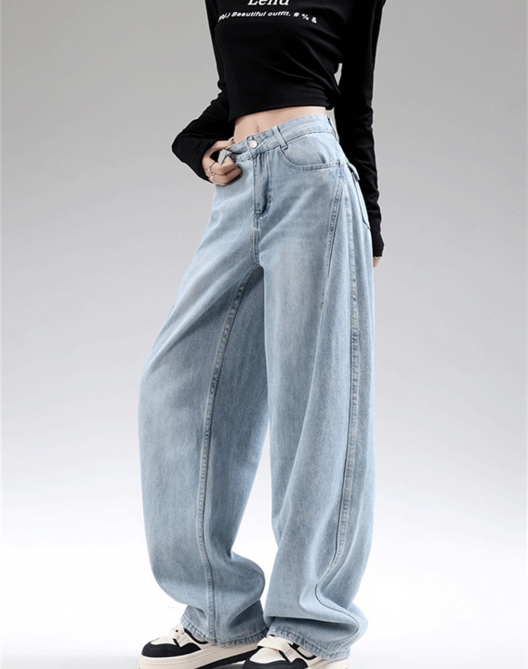 Light color autumn and winter wide leg jeans