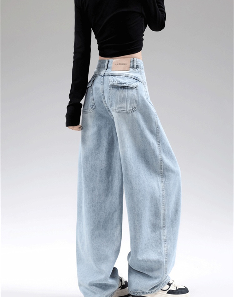 Light color autumn and winter wide leg jeans