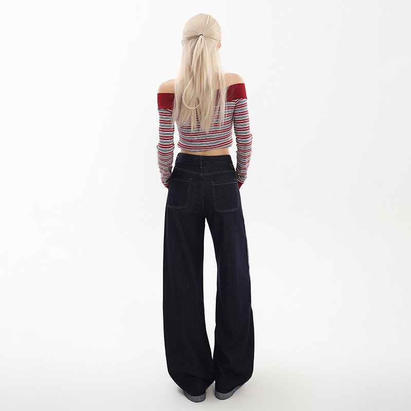 Splice mopping pants wide leg spring jeans for women