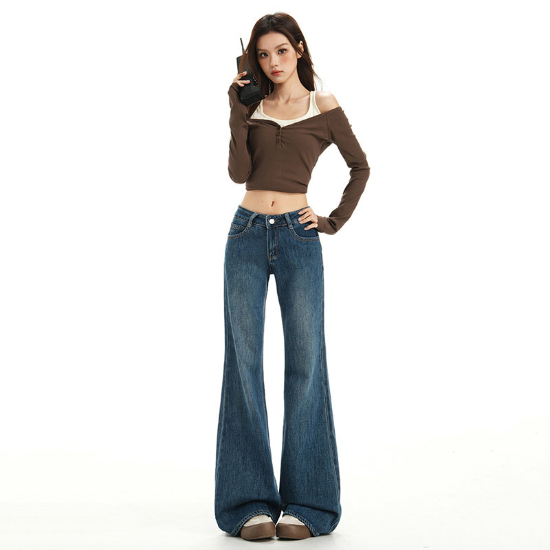 Spring show high flare pants slim elasticity jeans for women